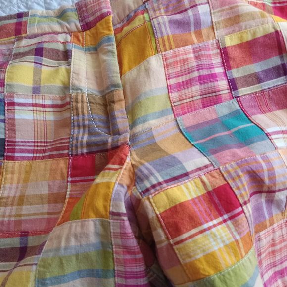 J Crew Women's Size 10 Madras Plaid Shorts Yellow Pink - Picture 4 of 4